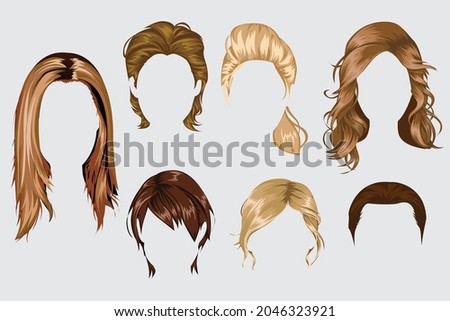 Set of women hairstyles vector Royalty-Free Stock Photo #2046323921