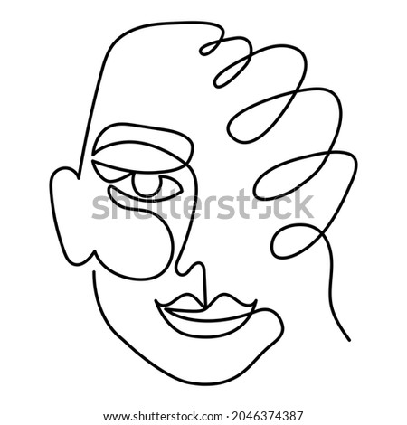 One line art face woman, modern contemporary minimalist abstract woman portrait. Continuous one line drawing faces. Vector illustration