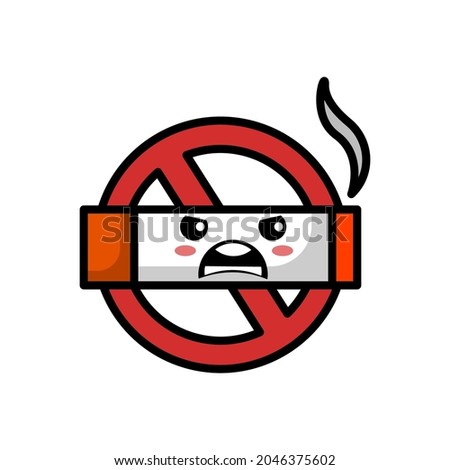 cute no smoking icon illustration vector graphic