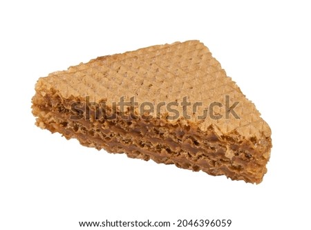 Waffle cake, isolated on a white background. Waffles with boiled condensed milk. Home cooking. Sweet dessert.