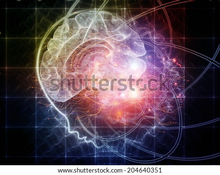 Human Mind series. Composition of  brain, human outlines and fractal elements to serve as a supporting backdrop for projects on technology, science, education and human mind