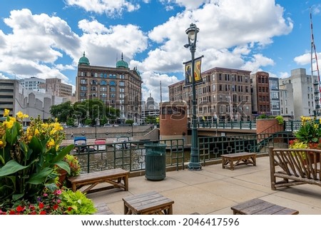 The Riverwalk in Milwaukee, Wisconsin Royalty-Free Stock Photo #2046417596