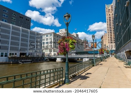 The Riverwalk in Milwaukee, Wisconsin Royalty-Free Stock Photo #2046417605