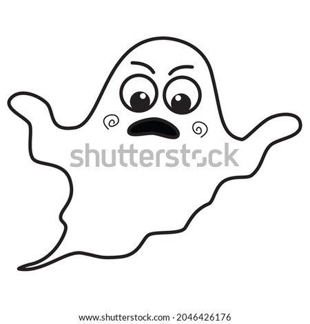 Vector illustration ghost. Mystery character. Cartoon style of illustration. Trick or treat. Dark party symbol. Scary ghost.