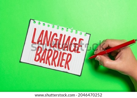 Handwriting text Language Barrier. Word for difficulties in communication Speaking different language Brainstorming Problems And Solutions Asking Relevant Questions
