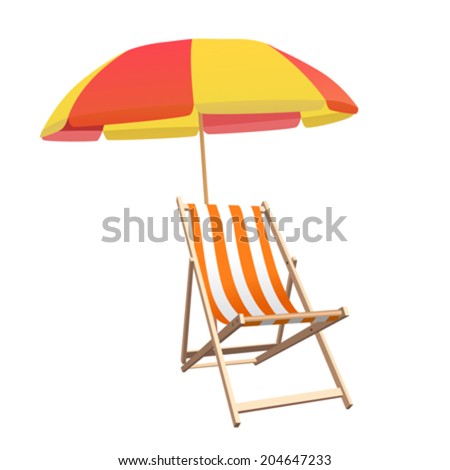 Chair and beach umbrella vector