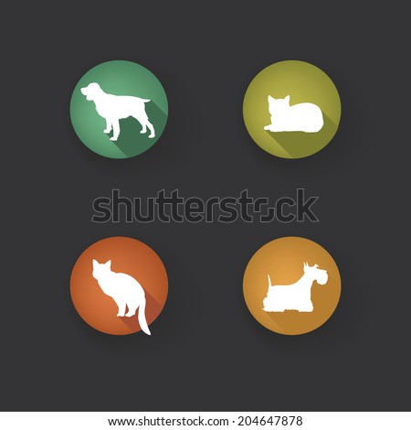 Dog and cat set. Collection of vector pets icon silhouette. 