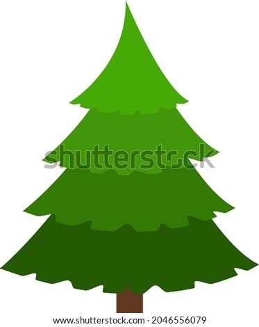Christmas tree, without decorations. Isolated on a white background. Flat cartoon style vector illustration. A green tree.