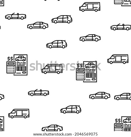 Used Car Sale Automobile Service Vector Seamless Pattern Thin Line Illustration