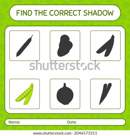 Find the correct shadows game with peas. worksheet for preschool kids, kids activity sheet