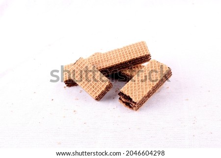 Wafers with chocolate on a white background images