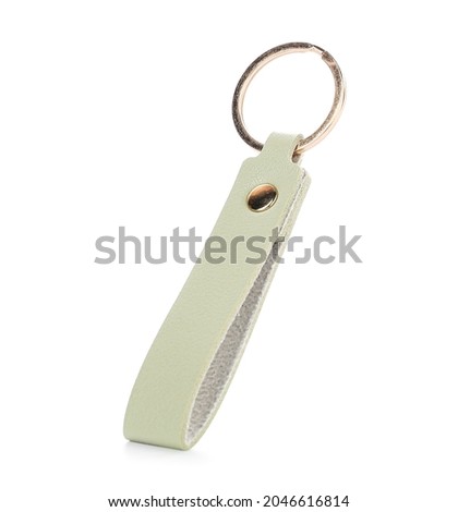 Leather keychain on white background