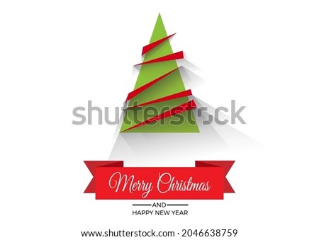 Christmas card, greeting and invitation background. Abstract Christmas tree made with geometric shapes. Vector illustration