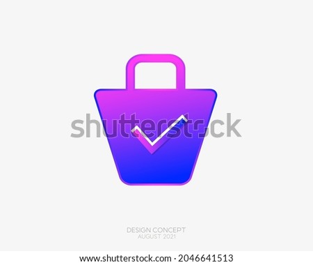 Modern gradient color shopping bag flat design element for idea new icons and symbol. Vector