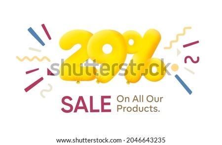 Special offer sale 29% discount 3D number Yellow tag voucher vector illustration. Discount season label 29 percent off promotion advertising summer sale coupon promo marketing banner holiday weekend