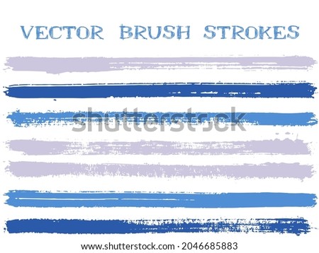 Hipster ink brush strokes isolated design elements. Set of paint lines. Artistic Ink brushe stripes isolated on white, vector colors guide book samples.