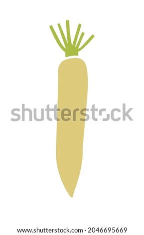 Daikon root vegetable. Vector flat illustration isolated on a white. Royalty-Free Stock Photo #2046695669