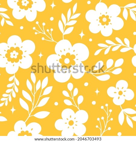 Vector floral seamless pattern. Vintage botanical background. Trendy Illustration with small flowers.