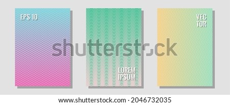 Certificate layouts vector graphic design set. Trendy magazines. Zigzag halftone lines wave stripes backdrops. Music album adverts. Flat lines shapes backgrounds for certificate layout.
