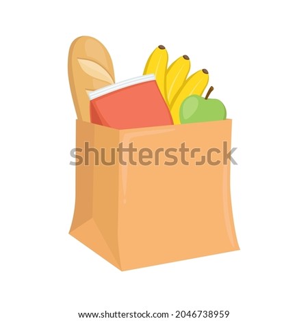 Grocery Bag Sign Emoji Icon Illustration. Supermarket Vector Symbol Emoticon Design Clip Art Sign Comic Style.