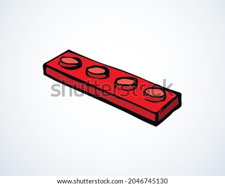 Close up vibrant red flat building constructor puzzle fix kit logotype set white text space. Bright happy pink color hand drawn funny design object logo emblem modern web art doodle funny joy style