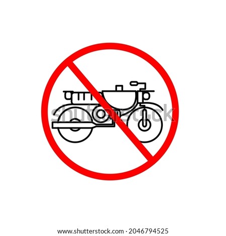 Motorcycle Do Not Cross Allowed logo icon, vector illustration