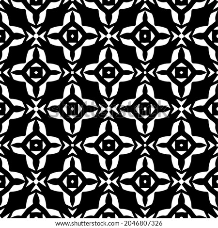 
Flower geometric pattern. Seamless vector background. White and black ornament. Ornament for fabric, wallpaper, packaging. Decorative print.
