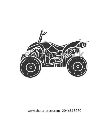 Motor Quad Icon Silhouette Illustration. Offroad Vehicle Vector Graphic Pictogram Symbol Clip Art. Doodle Sketch Black Sign.