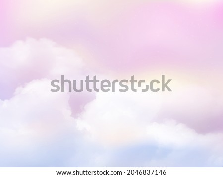 Pink sky and white cloud detail. Sugar cotton pink clouds for design.Summer heaven with colorful clearing sky. Good weather,beautiful nature,Fantasy pastel background.Copy space vector illustration.