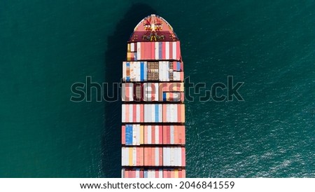 Aerial Top View Container ship cargo logistic