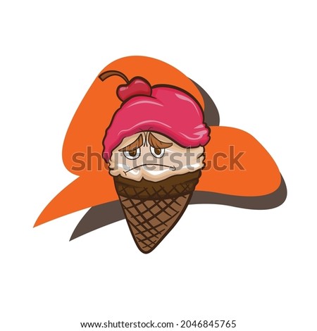 Ice cream cone kawaii cute cartoon