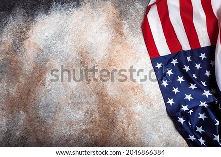 American flag on grunge background 