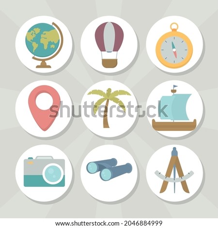 travel and geography icon set