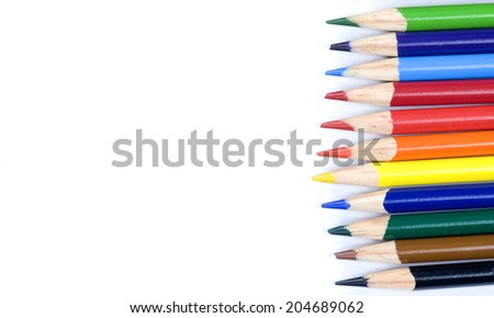 Colored pencils photographed in a studio environment against a white background