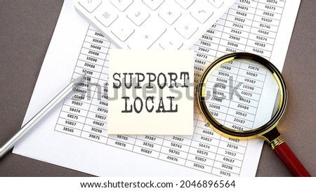 SUPPORT LOCAL text on sticker on chart ,with calculator and magnifier