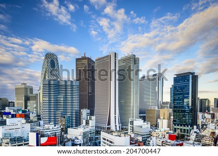 Shinjuku, Tokyo, Japan financial district cityscape.
