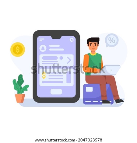 Virtual payment app, flat illustration of online banking 