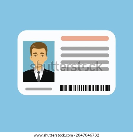 Man plastic car driver licences with male photo.Vector illustration.