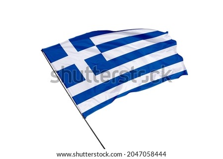 Greece flag on a white background