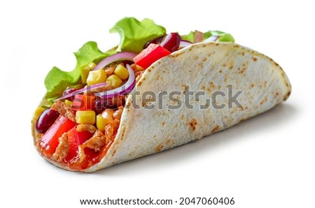 mexican food tacos isolated on white background Royalty-Free Stock Photo #2047060406