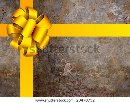 Gift Ribbon on Old Metal Plate