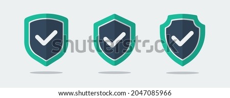 Shield icon. Protection, security, guard. Flat vector illustration suitable for many purposes. Royalty-Free Stock Photo #2047085966