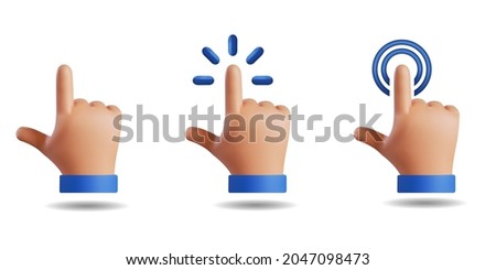 3d icon vector illustration - Touch or click icon stock vector design. 3d hand pointing icon design. Eps 10 Royalty-Free Stock Photo #2047098473