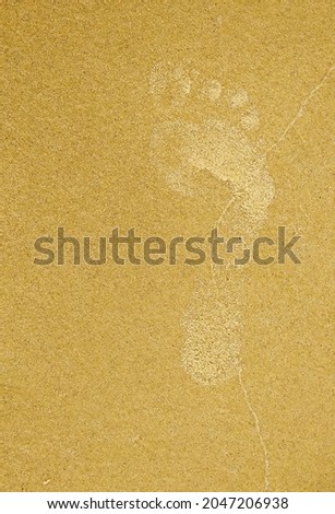 Photo of the sand on the beach. Bright and peaceful, textured background. Foot print.