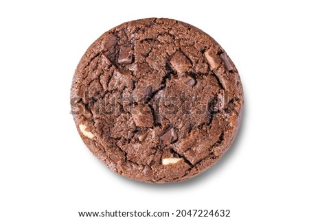 Dark chocolate brownie cookies with chocolate slices on a white isolated background. toning. selective focus