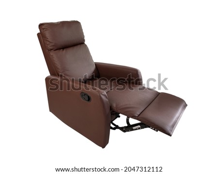 Brown Leather recliner chair on isolated white background Royalty-Free Stock Photo #2047312112