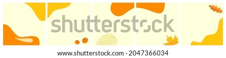 Set of Abstract Seasonal Background for Social Media Post Template, Banner, Microblog, Carousel, Card. Autumnal Background with Leaves and Abstract Shape.