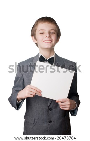 boy with the blank card