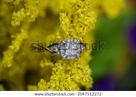 Wedding Ring set pictured outside