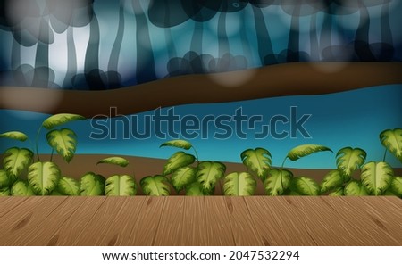 Empty nature landscape scene with blur background illustration